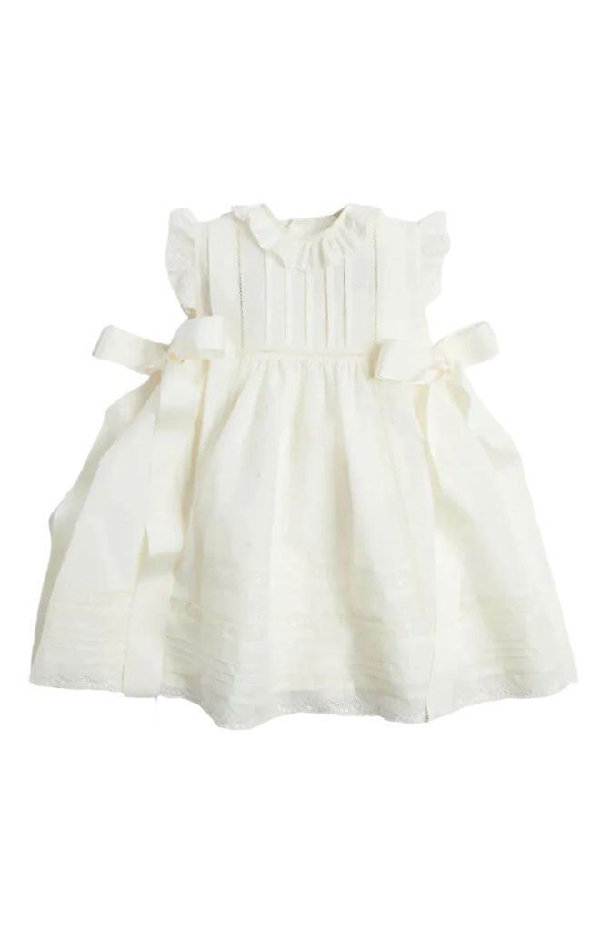 Embroidered Lace Trim Dress in Ivory