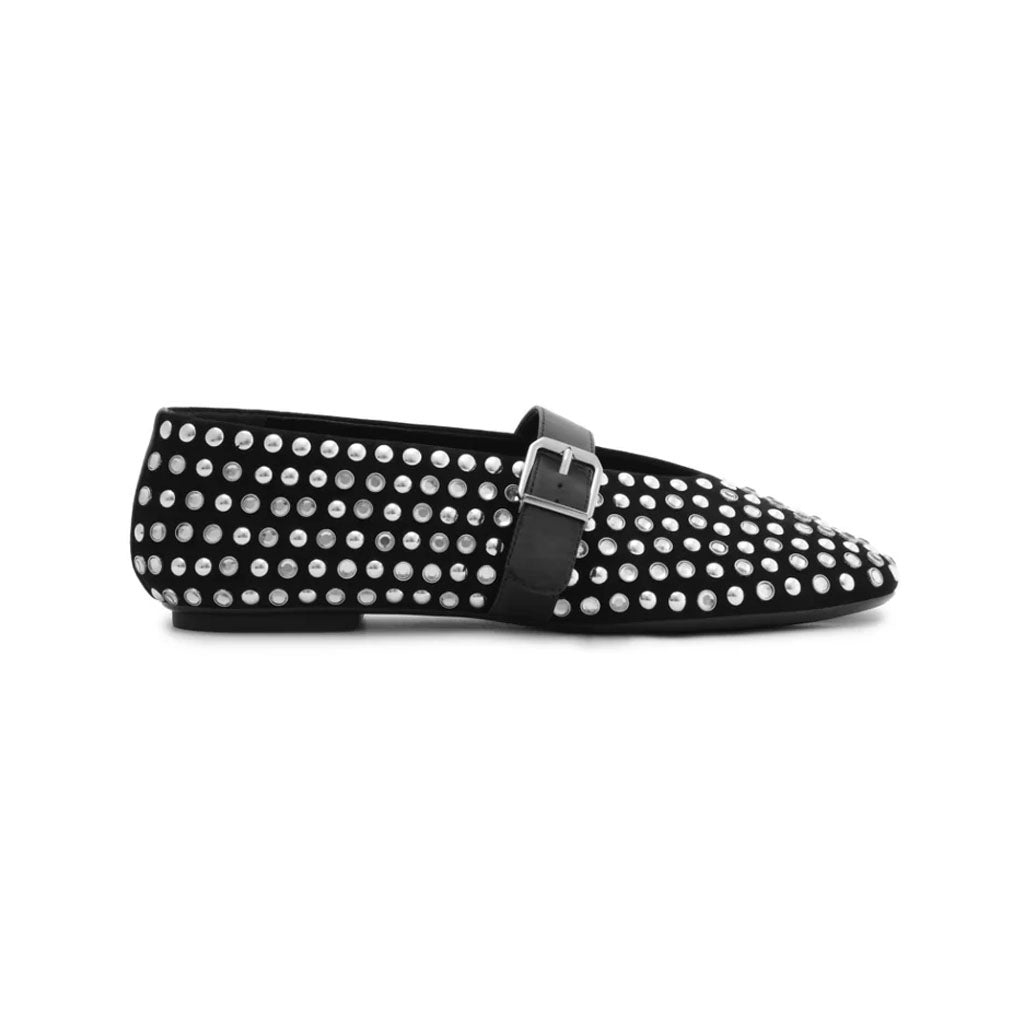 Eiza Glam Suede Flat in Black