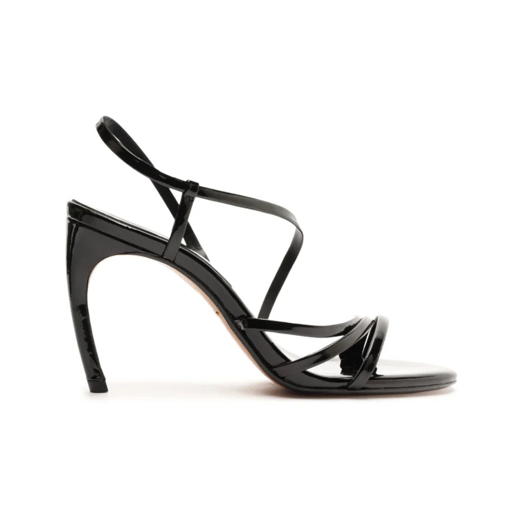Annie Curve Patent Sandal in Black