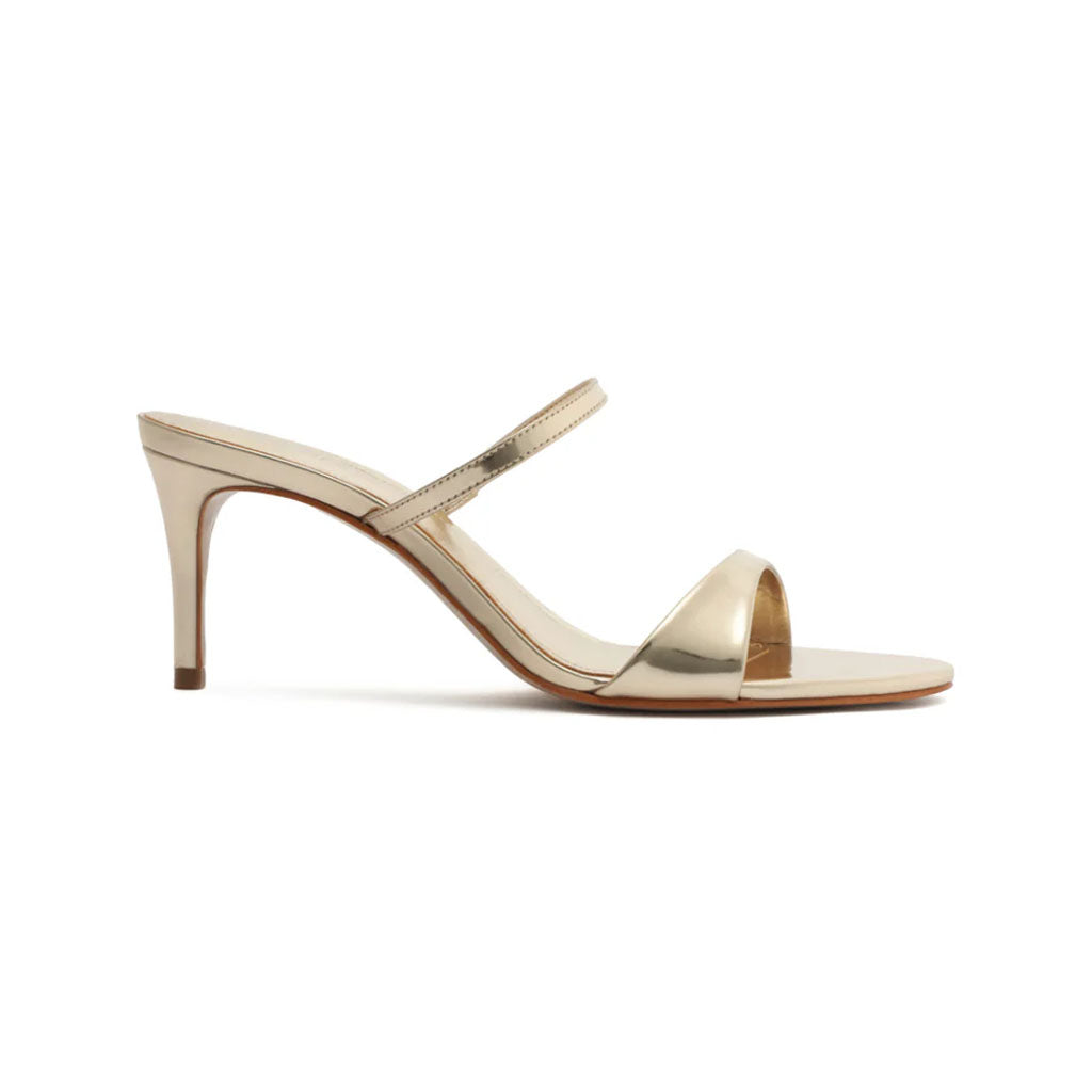 Jessica Mid Mule Metallic Sandal in Platina