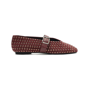Eiza Shine Suede Flat in Vino