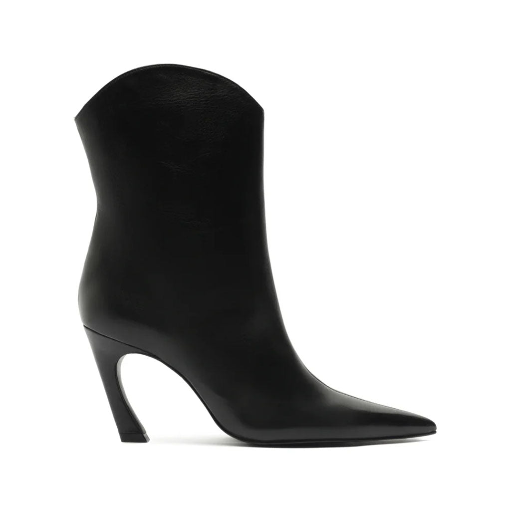 Maryann Curve Leather Bootie in Black