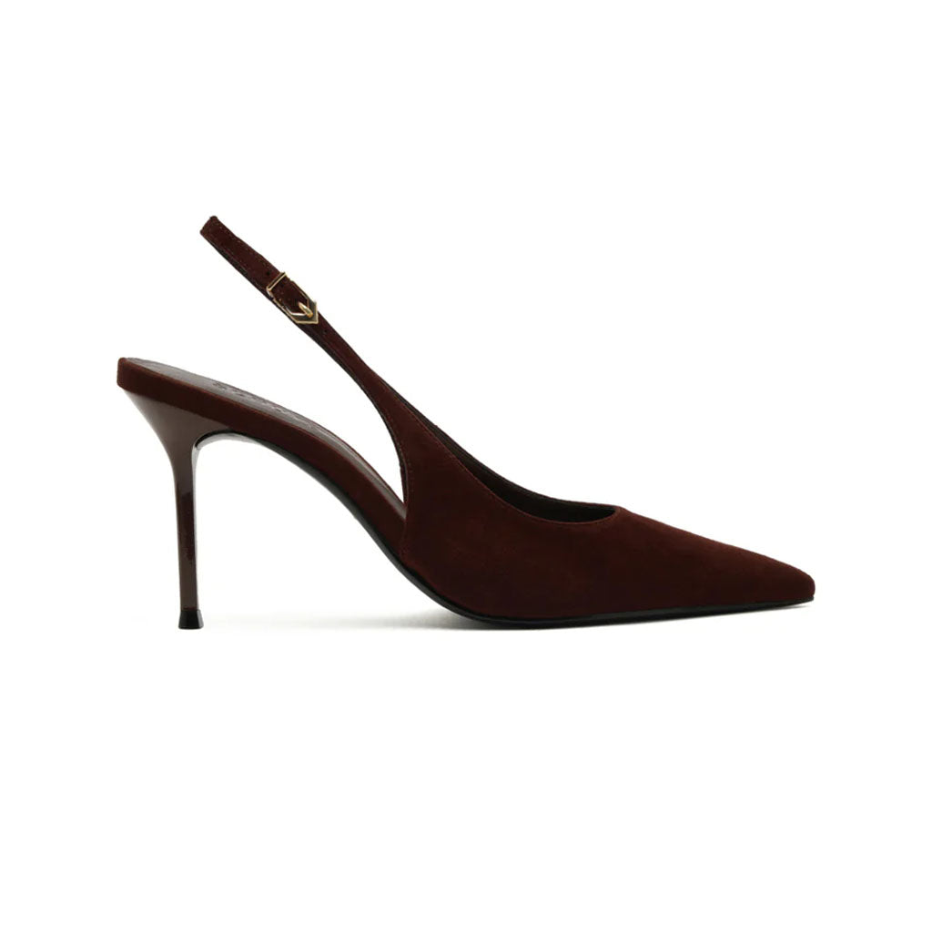 Alicia Sling Suede Pump in Root Brown