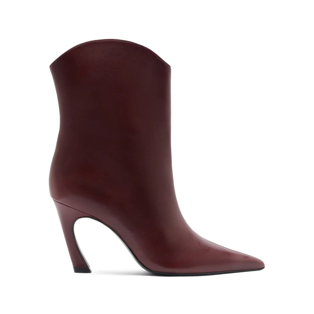 Maryann Curve Leather Bootie in Vino