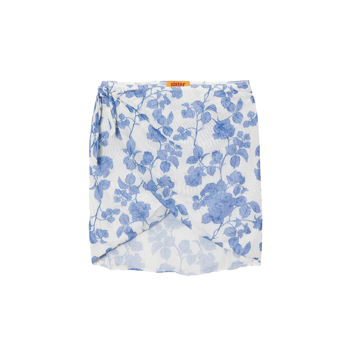 OTM Exclusive: Bridget Wrap Skirt in White Blue Floral