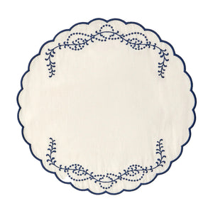 Jackie Embroidered Round Placemat in Blue