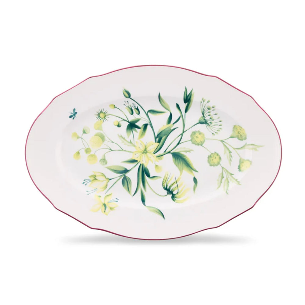 Florenza Acanto Fondo Bianco Duchessa Oval Flat Platter