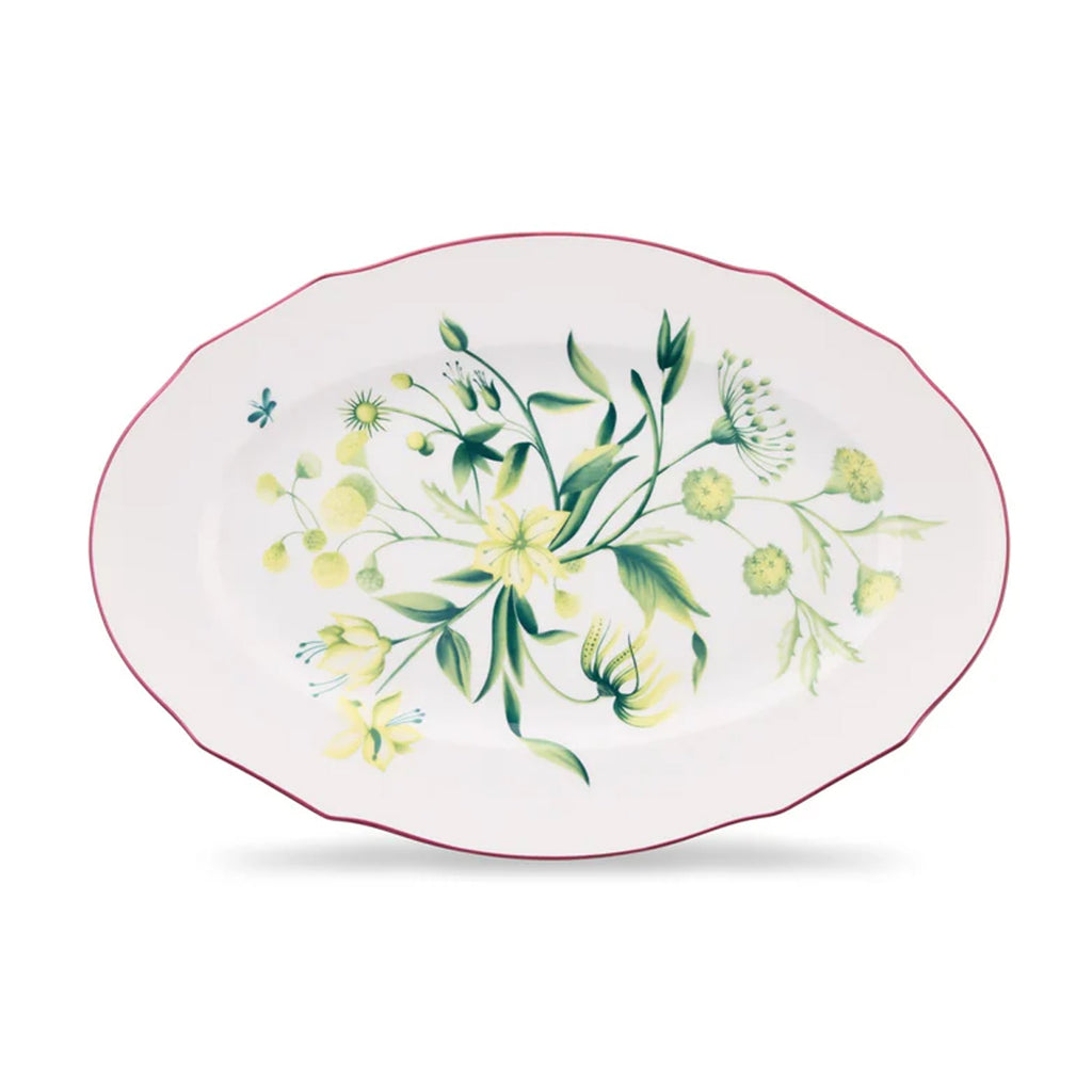 Florenza Acanto Fondo Bianco Duchessa Oval Flat Platter