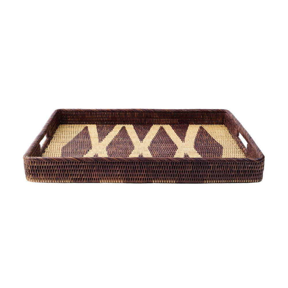 Rattan Diamond Serving Tray in Large