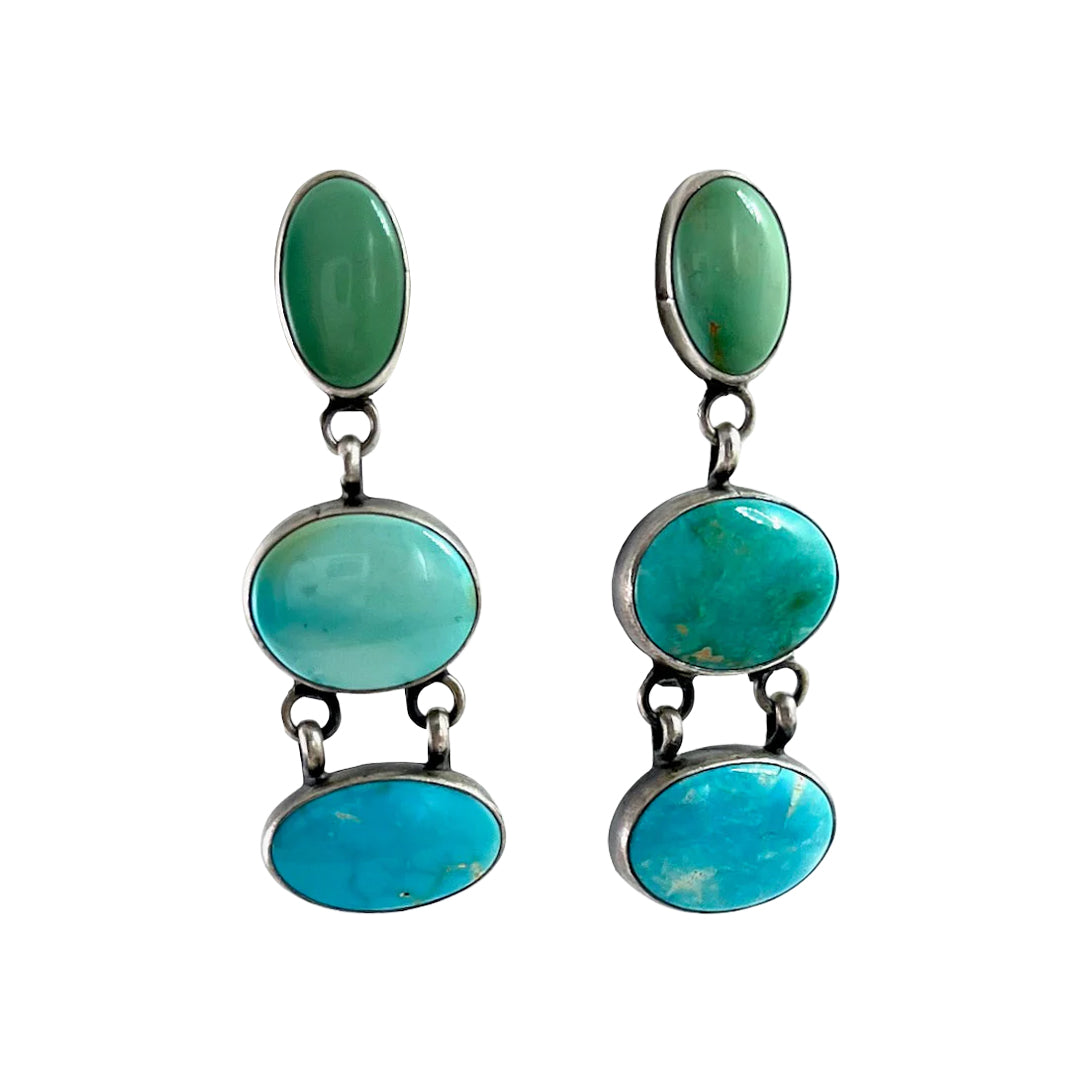 Turquoise Three Stone Earrings