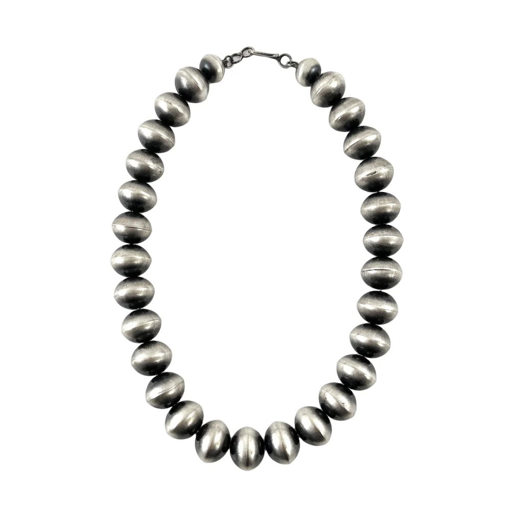 Front view of Big and Light Silver Choker showcasing large hollow sterling silver beads on white background