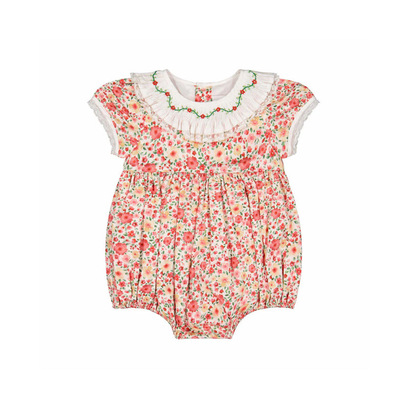 Celestine Red Floral Smocked Romper