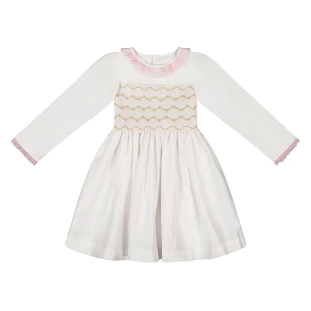 Sofia White Taffeta Long Sleeve Dress