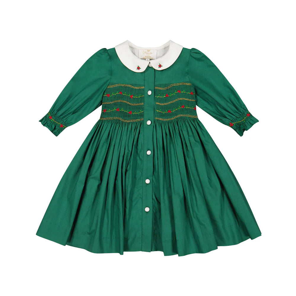 Olympe Green Smocked Christmas Dress