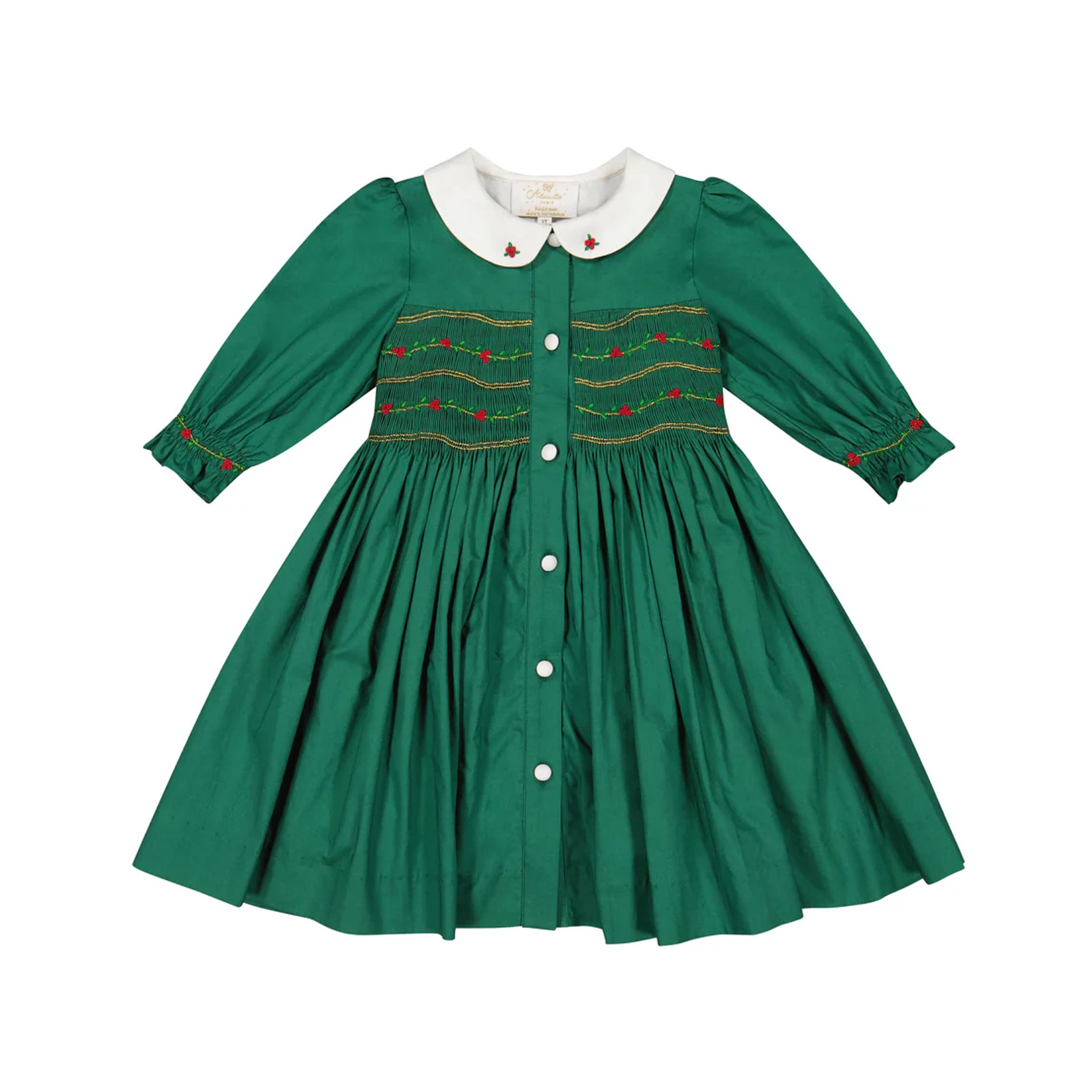 Olympe Green Smocked Christmas Dress