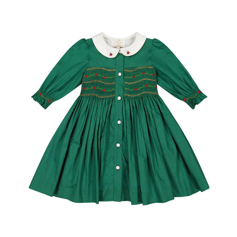 Olympe Green Smocked Christmas Dress