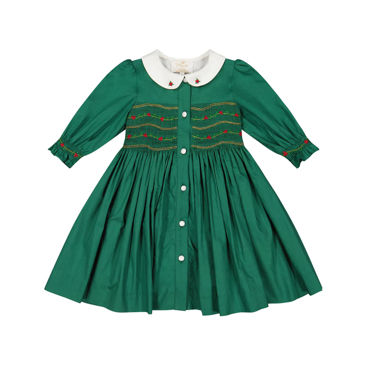 Olympe Green Smocked Christmas Dress