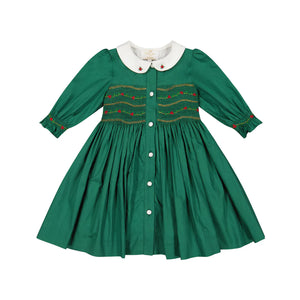 Olympe Green Smocked Christmas Dress