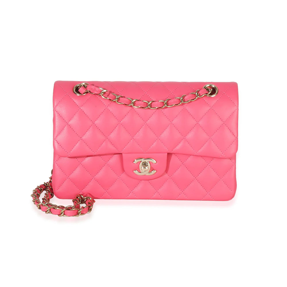 Chanel Pink Quilted Lambskin Small Classic Double Flap Bag