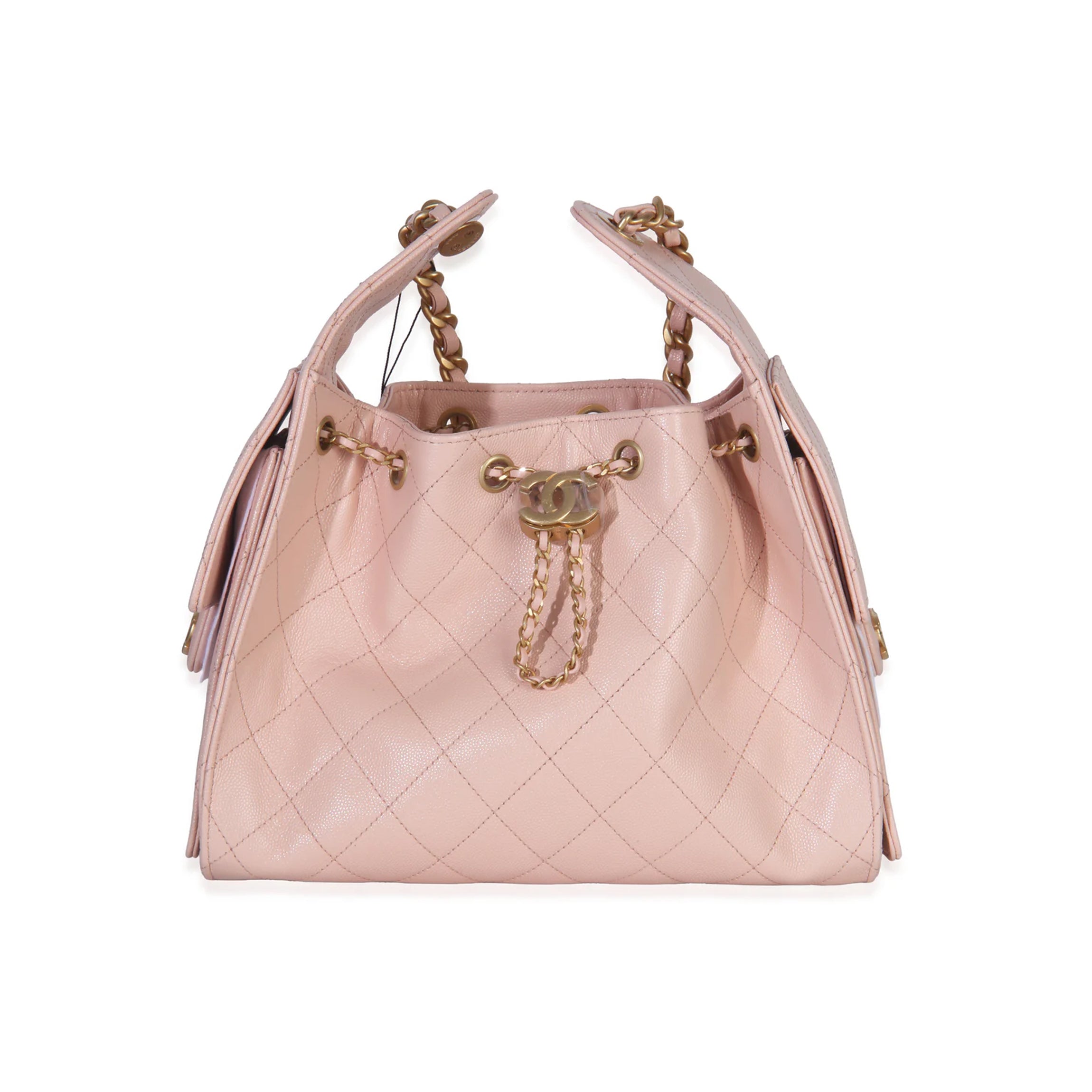 Chanel Pink Quilted Caviar Small Chanel 25 Hobo Handbag
