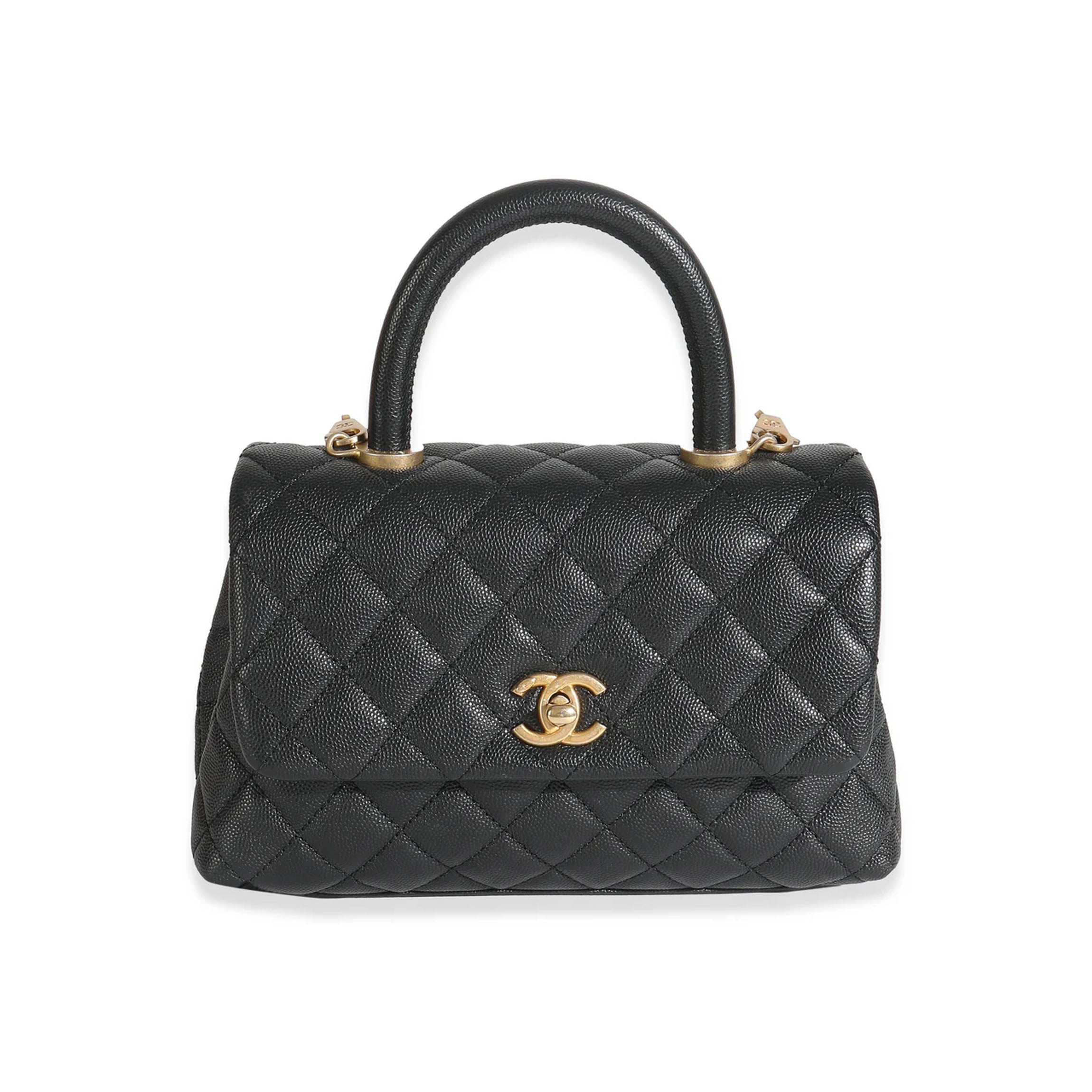 Chanel Black Quilted Caviar Small Coco Top Handle Bag