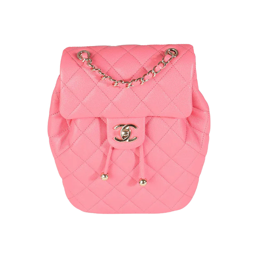 Chanel Pink Quilted Caviar Drawstring Backpack Handbag