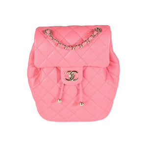 Chanel Pink Quilted Caviar Drawstring Backpack Handbag