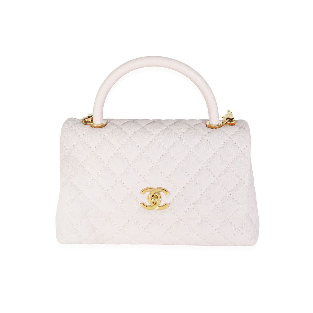 Chanel Light Purple Quilted Caviar Medium Coco Top Handle Handbag