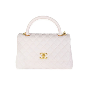 Chanel Light Purple Quilted Caviar Medium Coco Top Handle Handbag