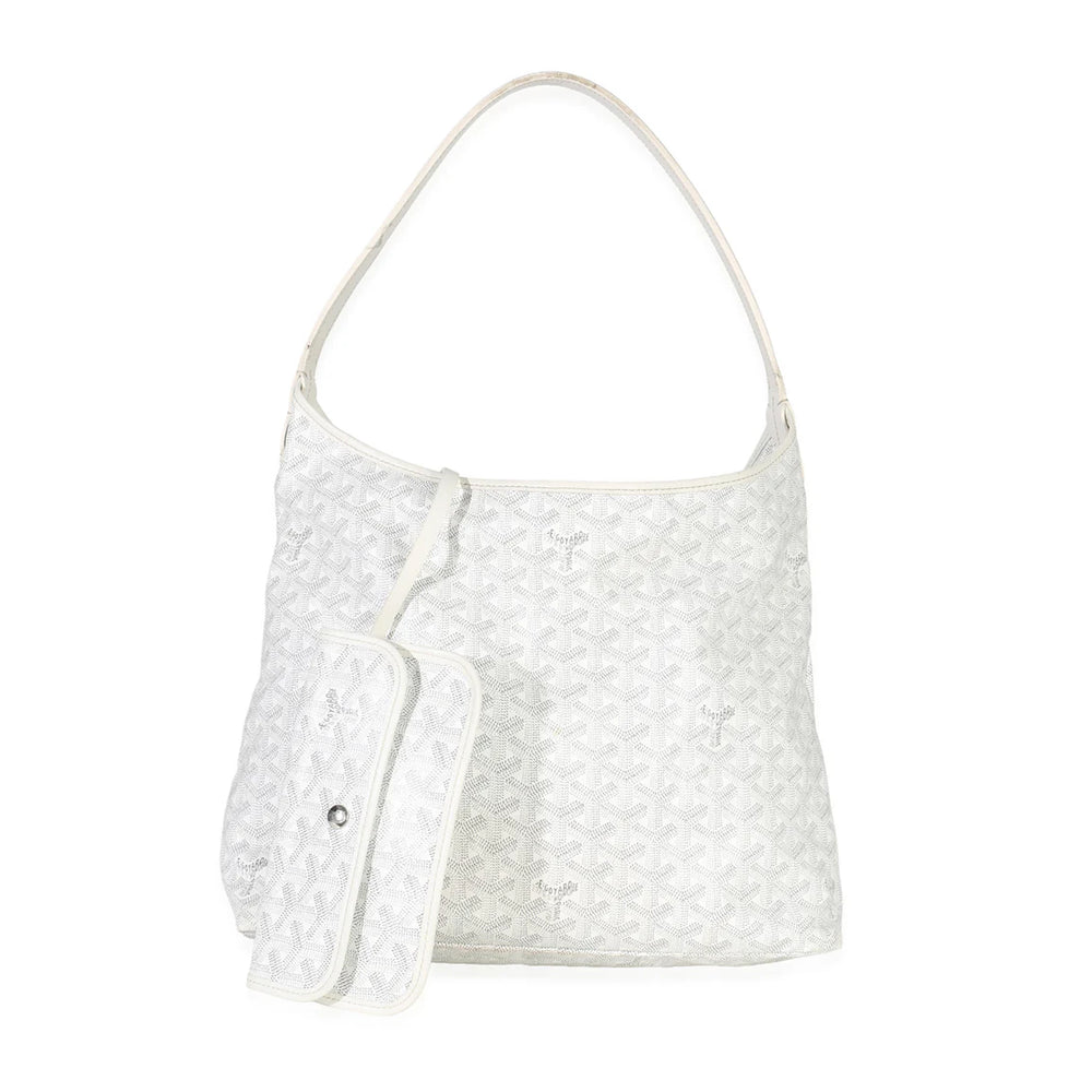 Goyard White Goyardine Canvas Boheme Hobo