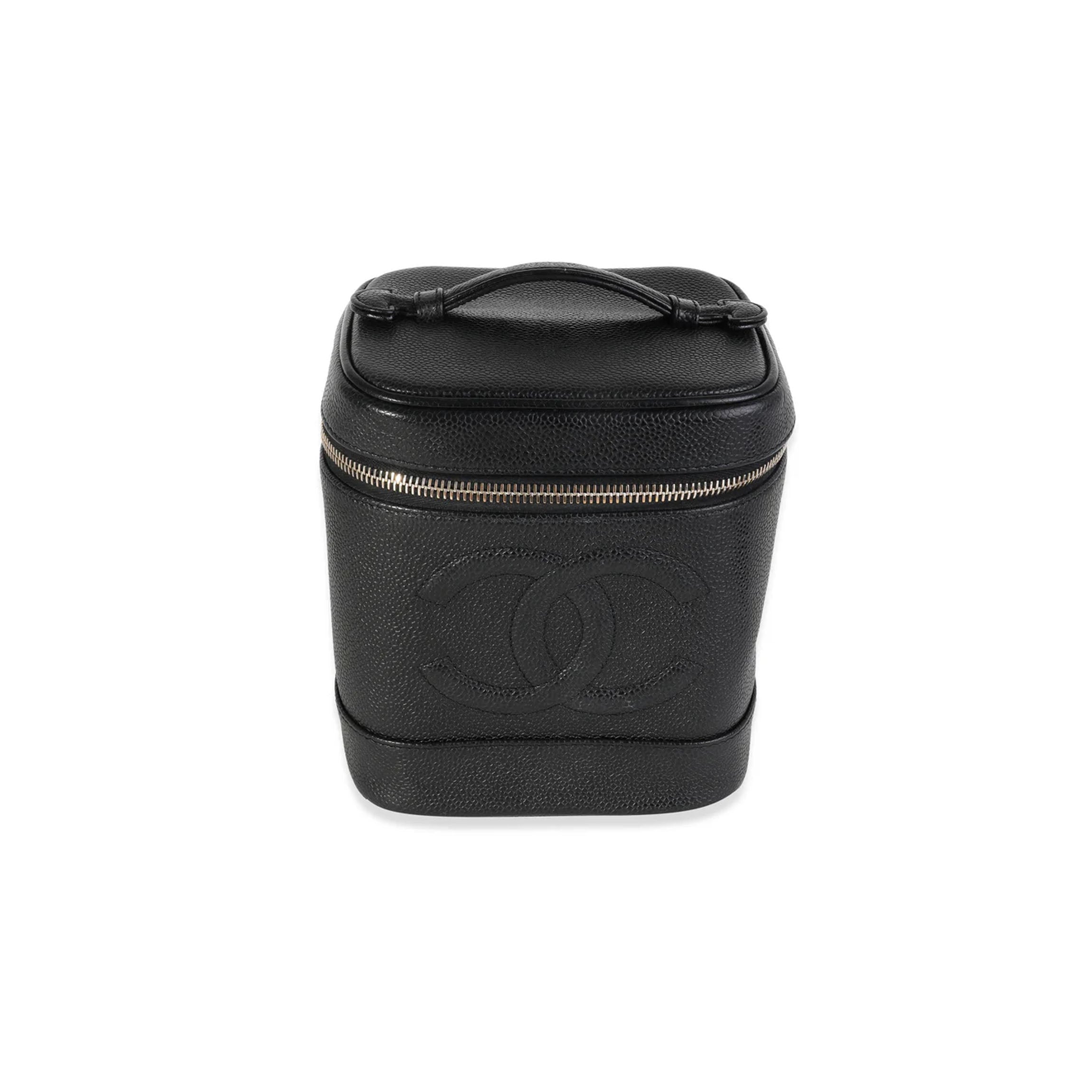 Chanel Vintage Black Caviar Vanity Case Handbag
