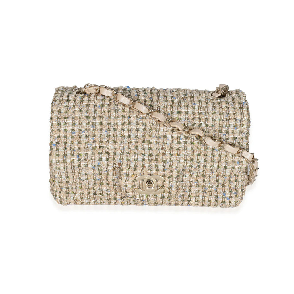 Chanel 21A Gold Tweed Mini Rectangular Flap Bag