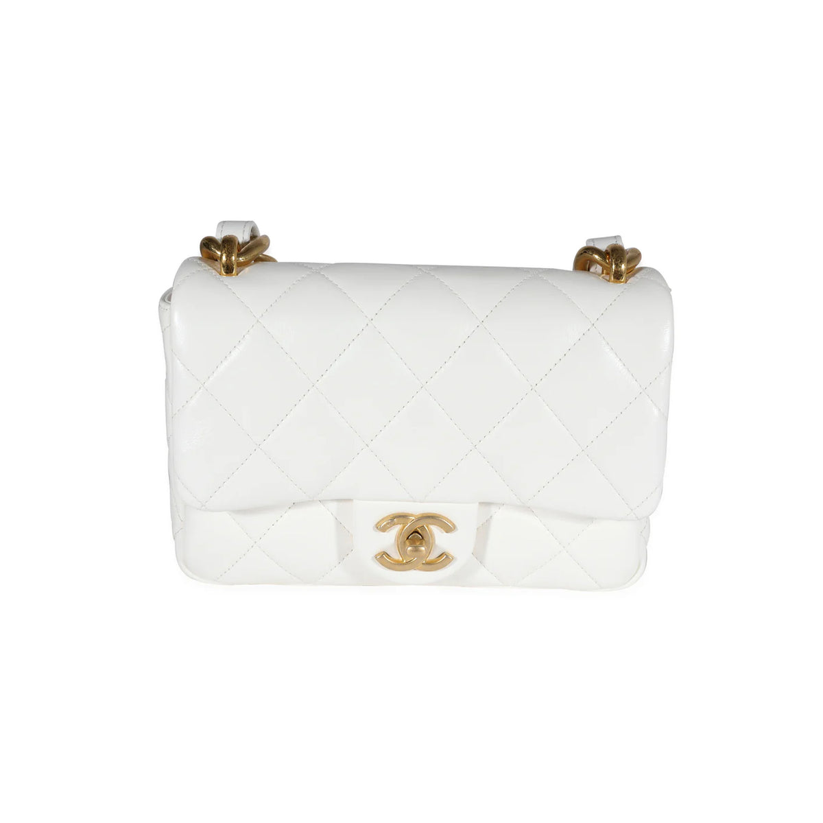 Chanel White Quilted Lambskin Small Funky Town Flap Bag
