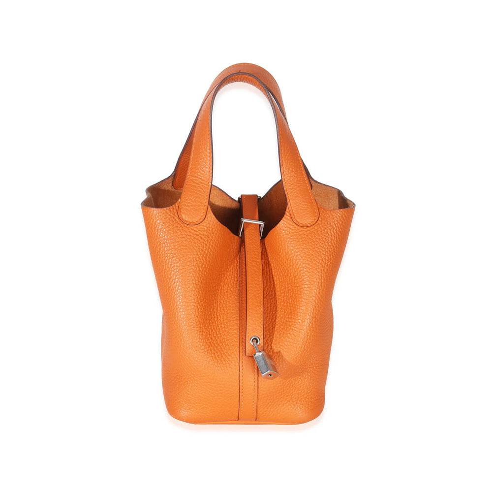 Hermès Orange H Clemence Picotin Lock 18 PHW