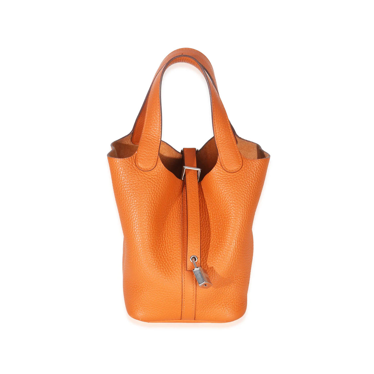 Hermès Orange H Clemence Picotin Lock 18 PHW
