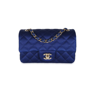 Chanel Navy Quilted Satin Mini Rectangular Classic Flap