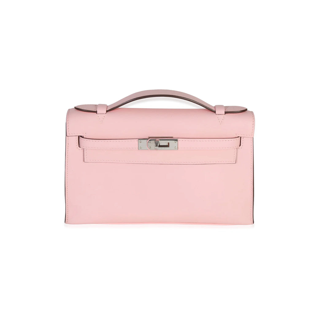 Hermès Rose Sakura Swift Kelly Pochette PHW