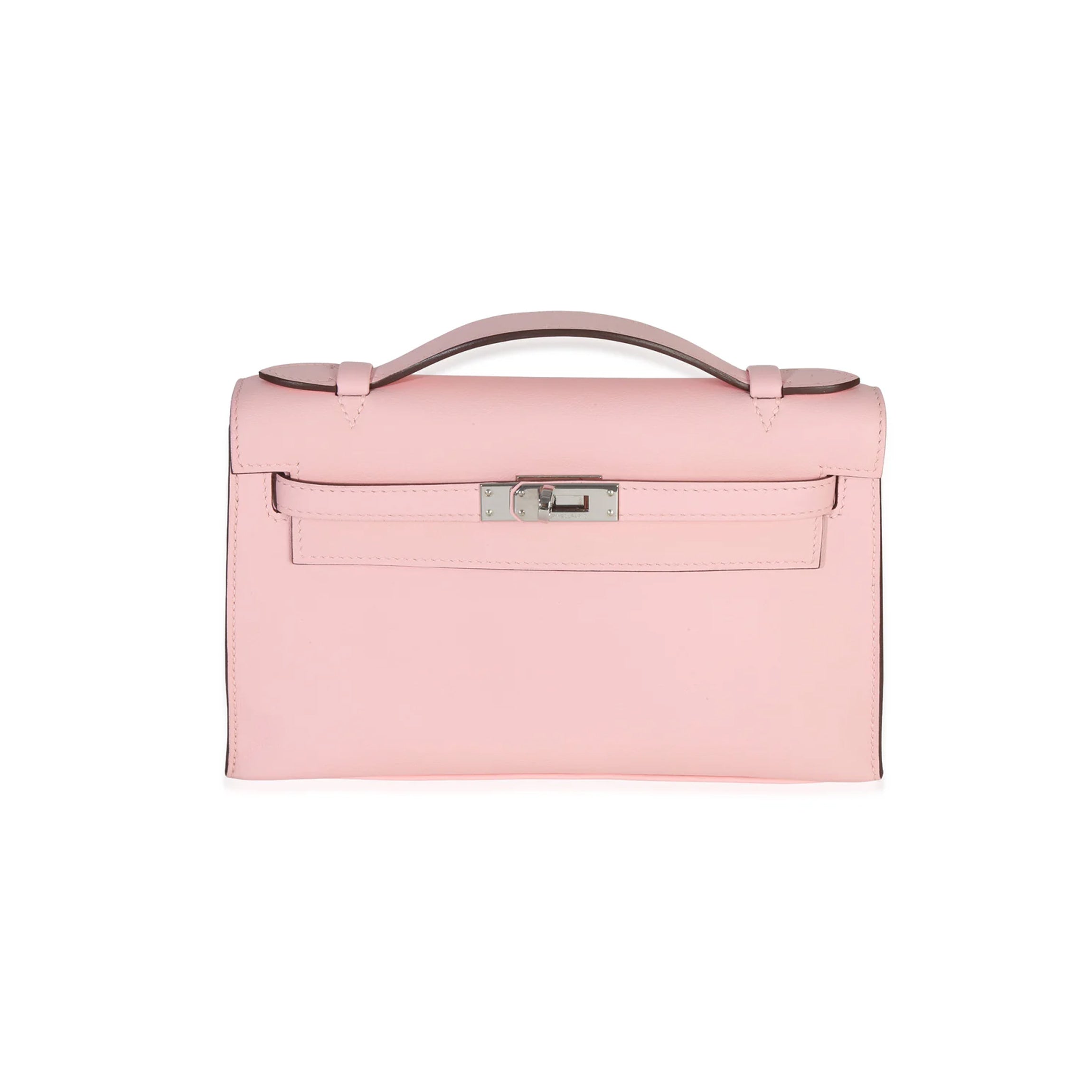 Hermès Rose Sakura Swift Kelly Pochette PHW