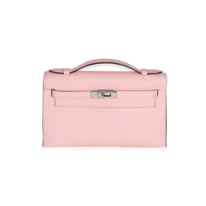 Hermès Rose Sakura Swift Kelly Pochette PHW