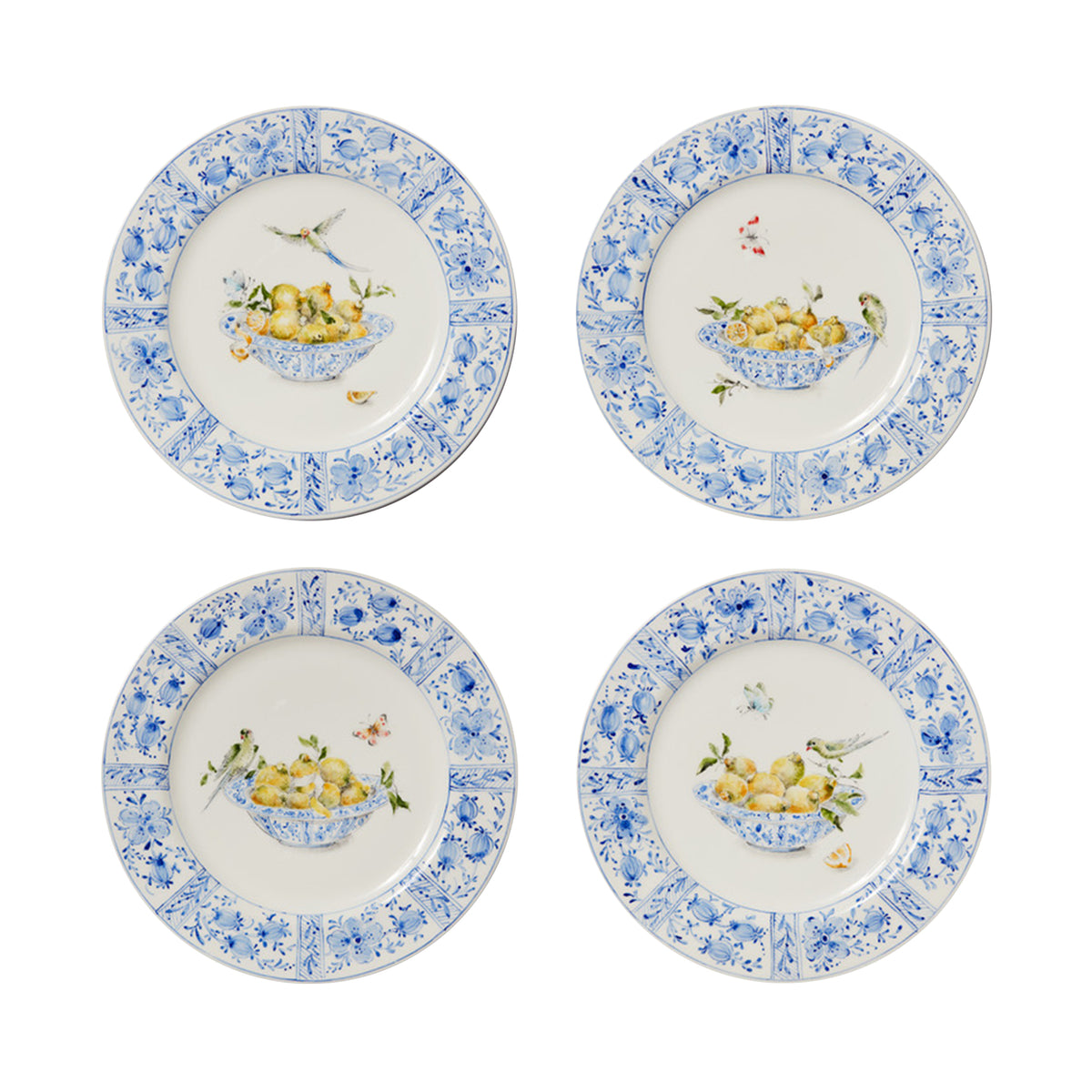 Delft Plates in Lemons, Set of 4