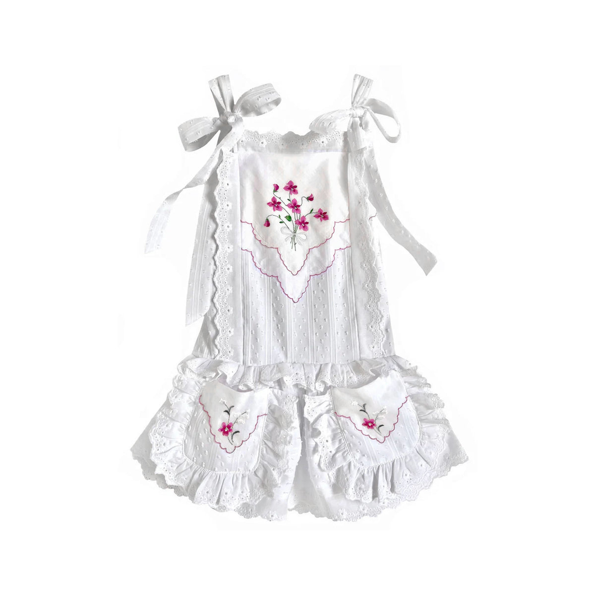 Heirloom Handkerchief Drop-Waist Dress in Magenta Floral Bouquet, 2T