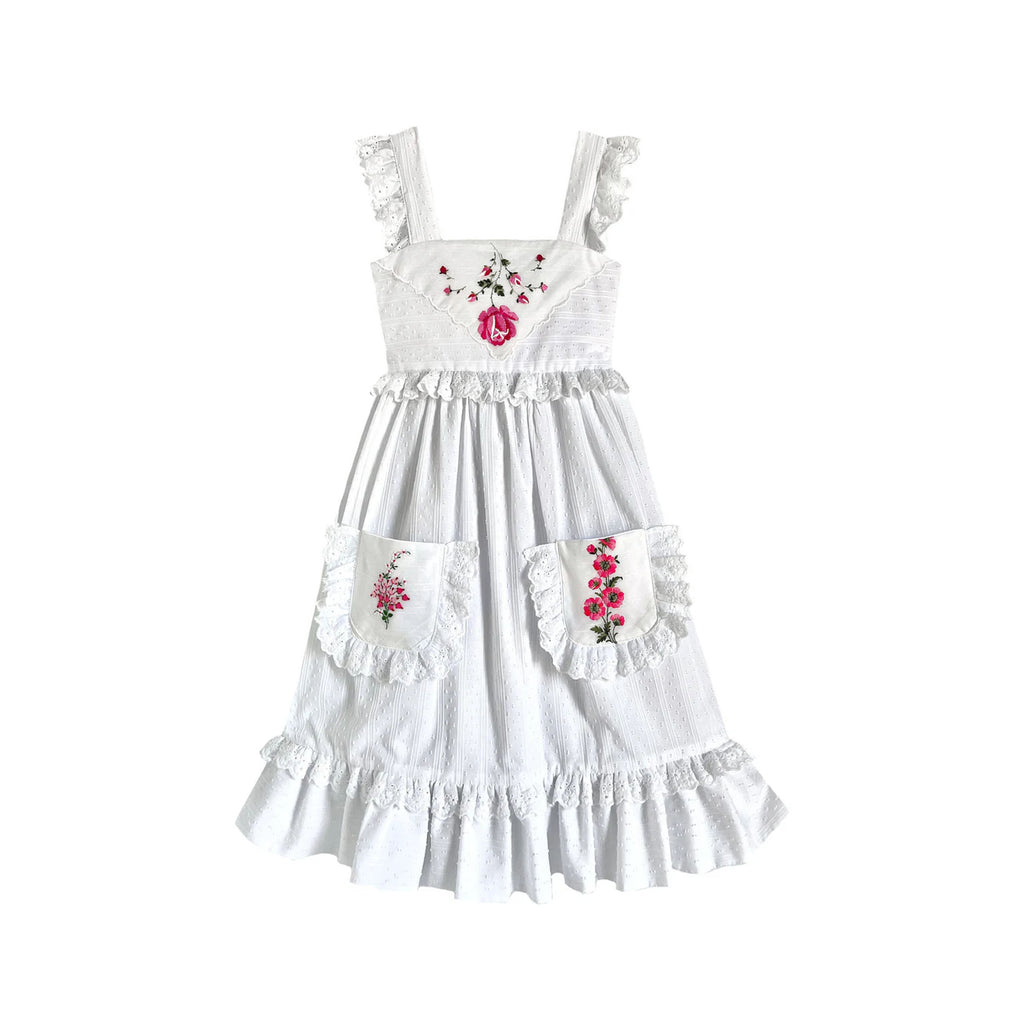 Heirloom Handkerchief Dress in Hot Pink Rose, 12Y