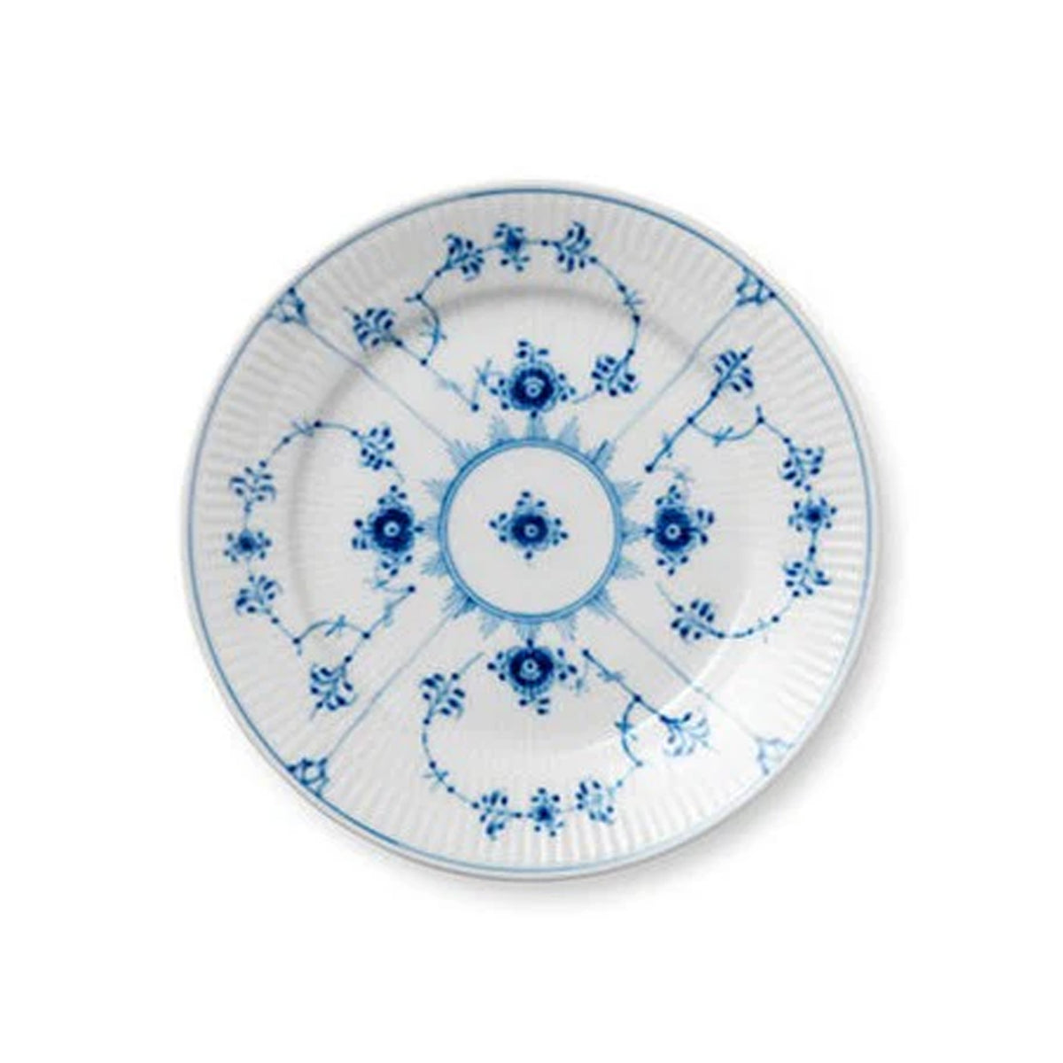 Blue Fluted Plain Dessert Plate 7.5"