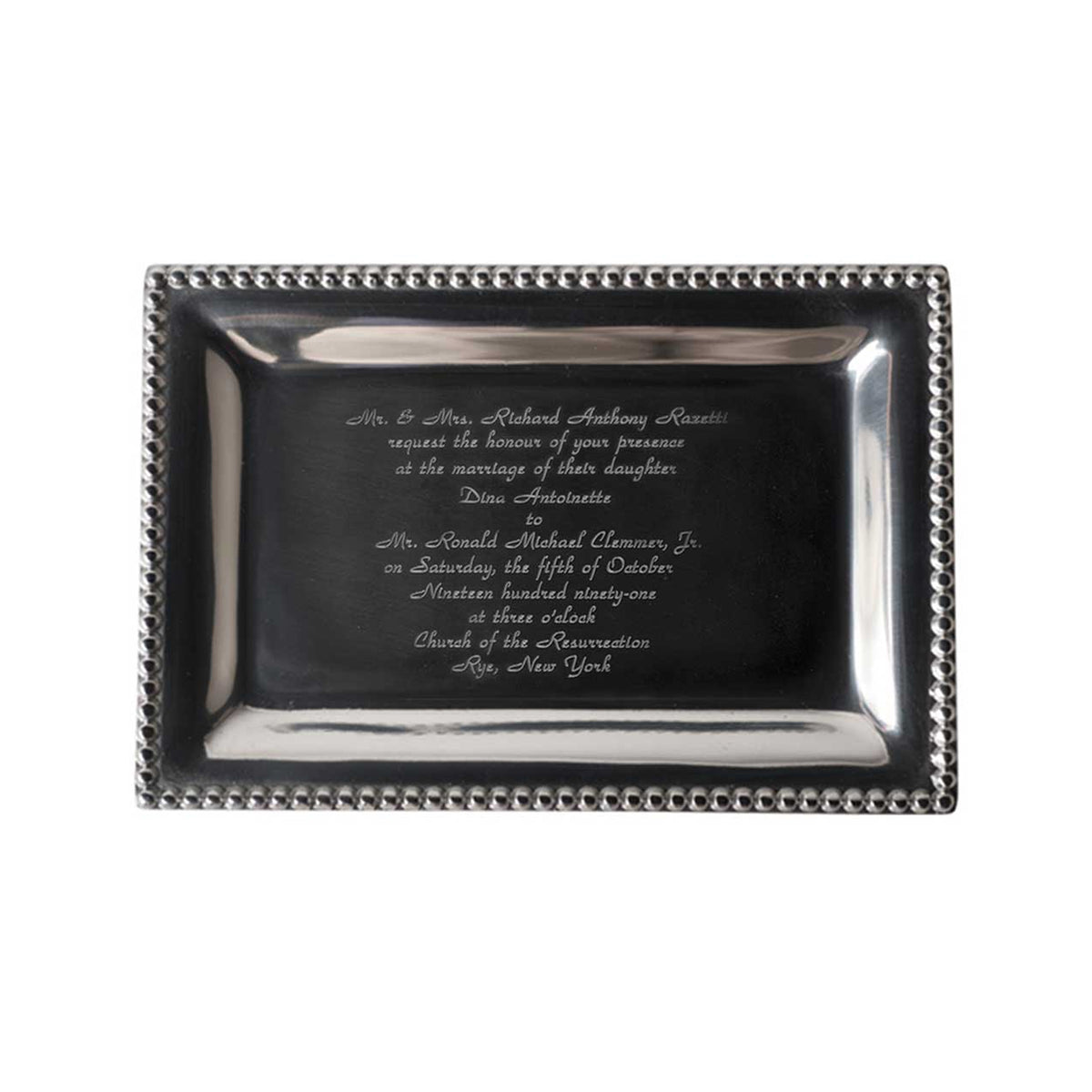 Infinity Vanity Tray with Wedding Invitation