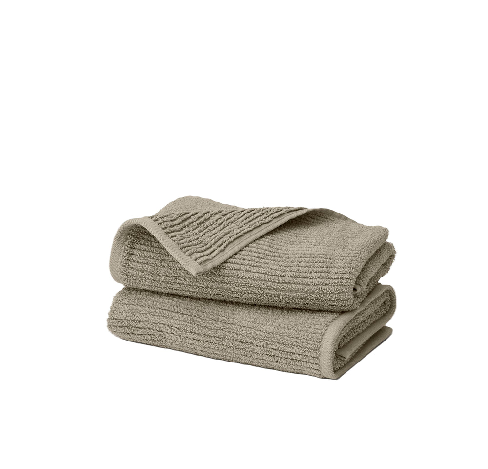 Turkish Ribbed Hand Towel in Oak, Set of 2