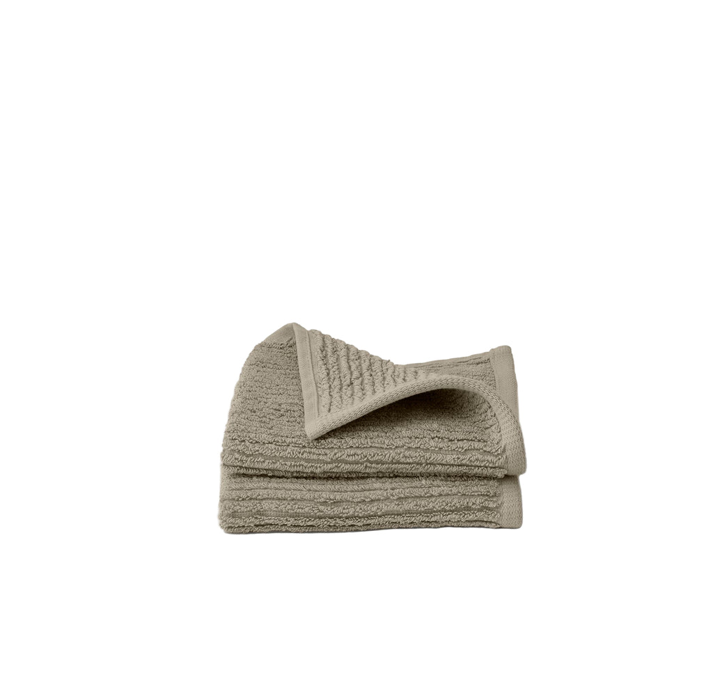 Turkish Ribbed Washcloth in Oak, Set of 2
