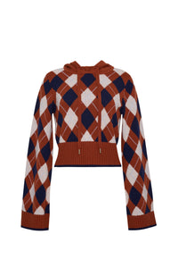 Oakley Argyle Hoodie in Argyle Knit Rust