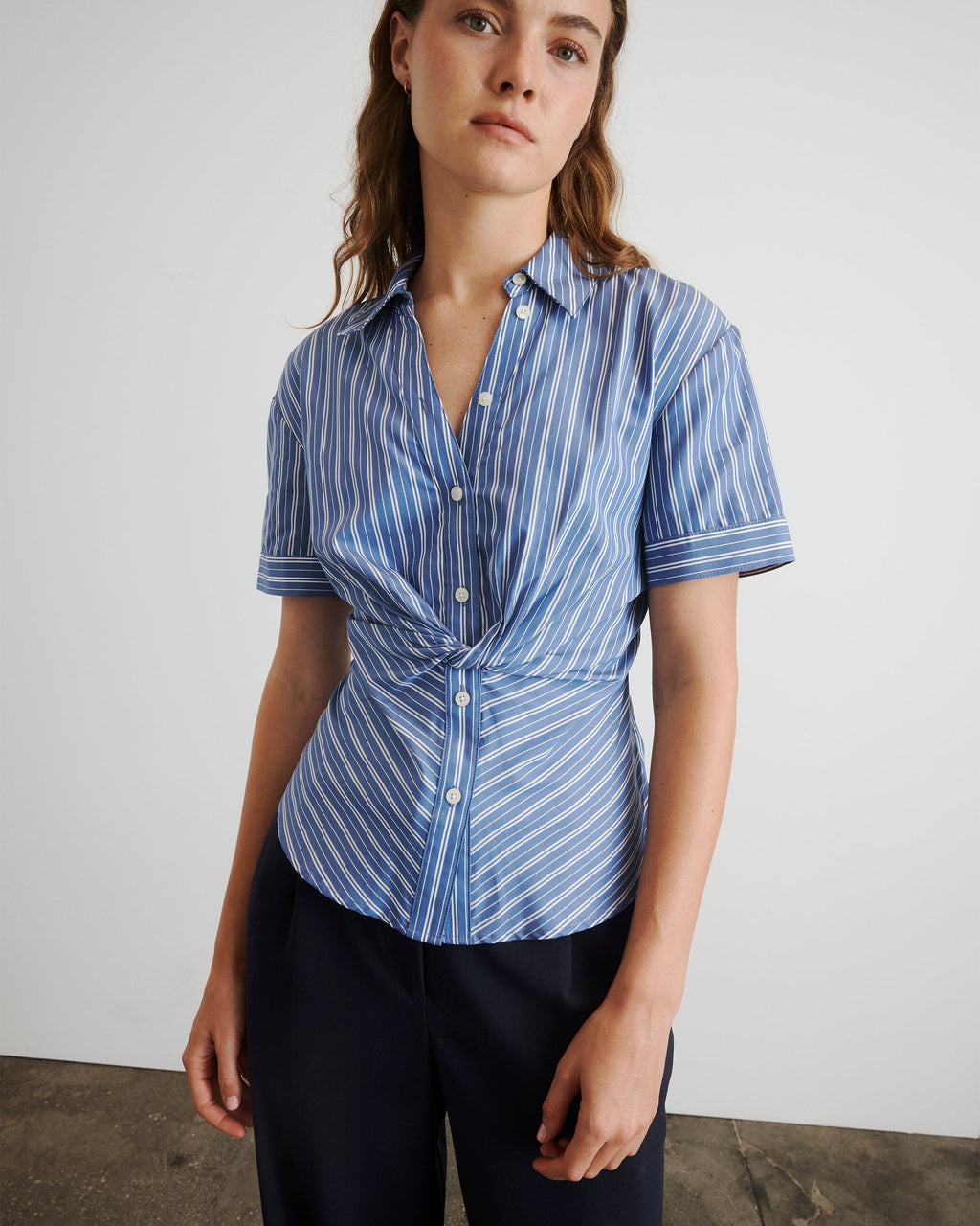 Oakley Stripe Top in French Blue & White Multi