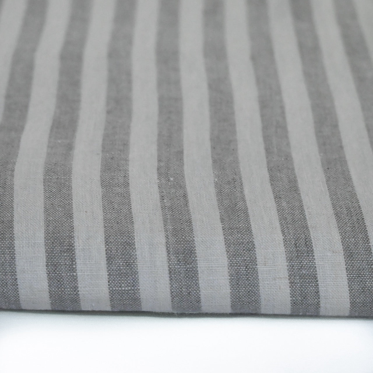 Linen Tablecloth in Oatmeal & Gray Stripe