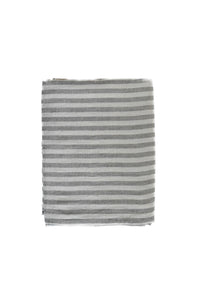 Linen Tablecloth in Oatmeal & Gray Stripe